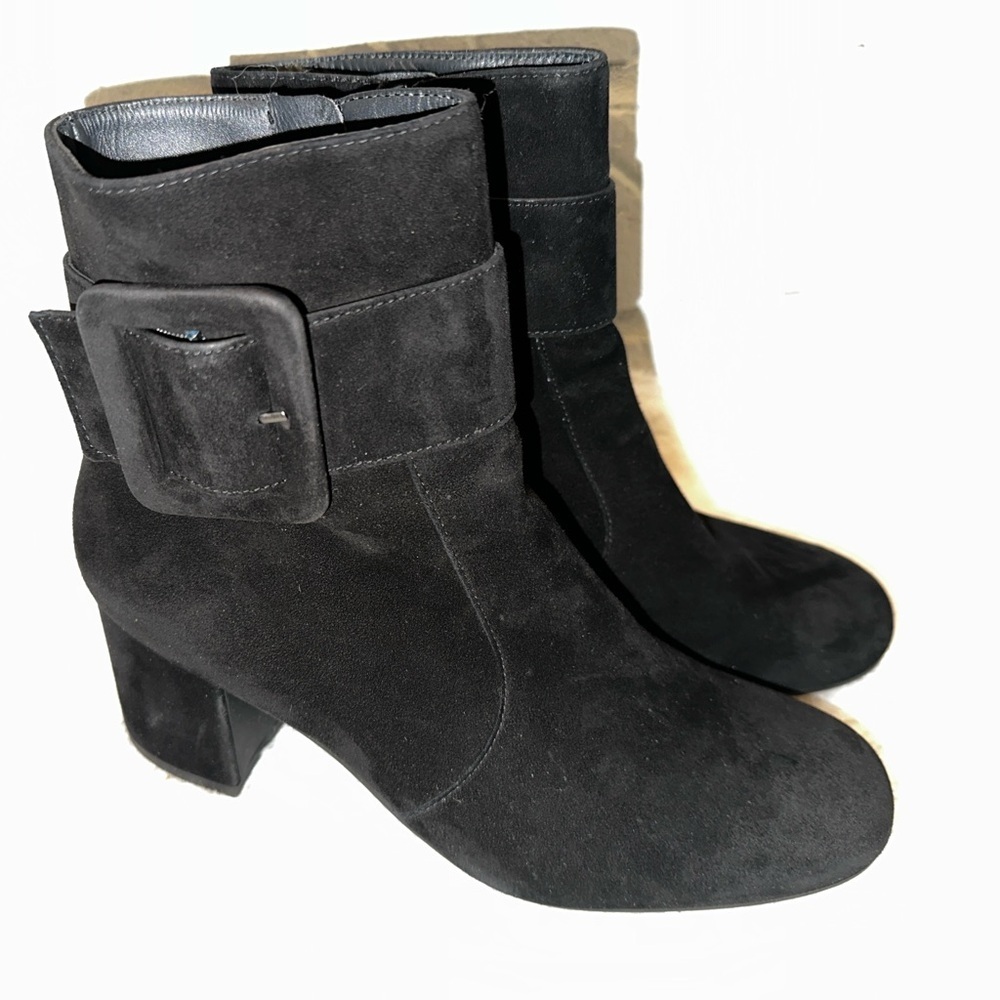 New PAUL GREEN Natalia Buckle Black Suede Ankle Boots Size 6.5 - Picture 4 of 11